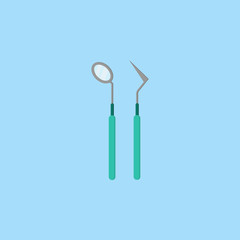Dentist tool flat icon, dental and medicine, probe & mouth mirror sign vector graphics, a colorful solid pattern on a blue background, eps 10.