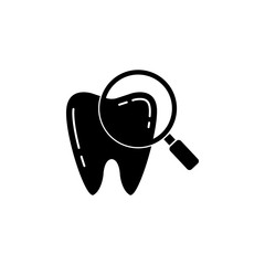 Checking teeth solid icon, dental and medicine, tooth with magnifier sign vector graphics, a filled pattern on a white background, eps 10.