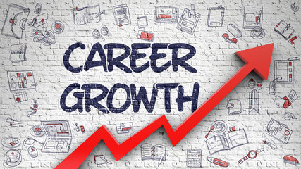 Career Growth Drawn on Brick Wall. 