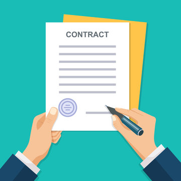 Contract signing. Modern concept for web banners, web sites, infographics.