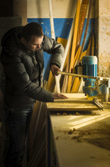 Obraz premium Carpentry workshop routine
