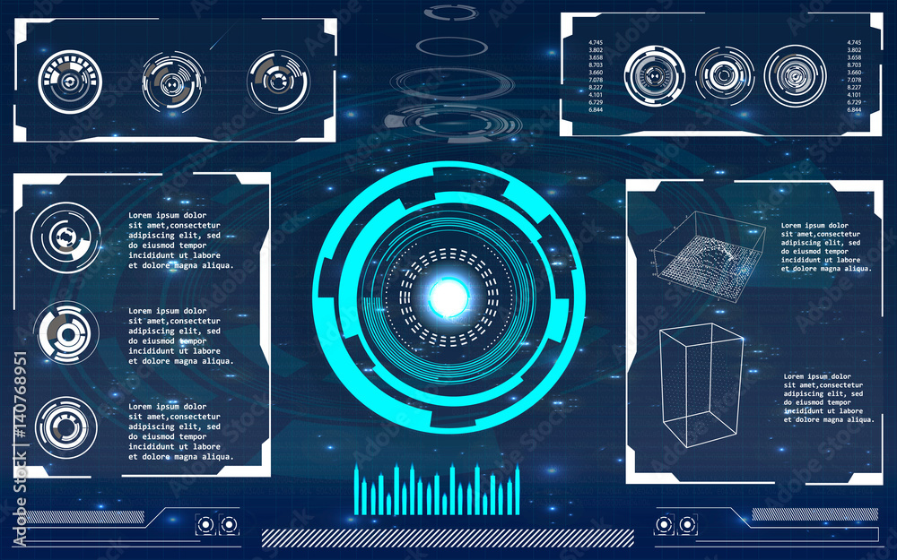 Aufkleber futuristic user interface. element user interface. hud. hi-tech main. blue elements