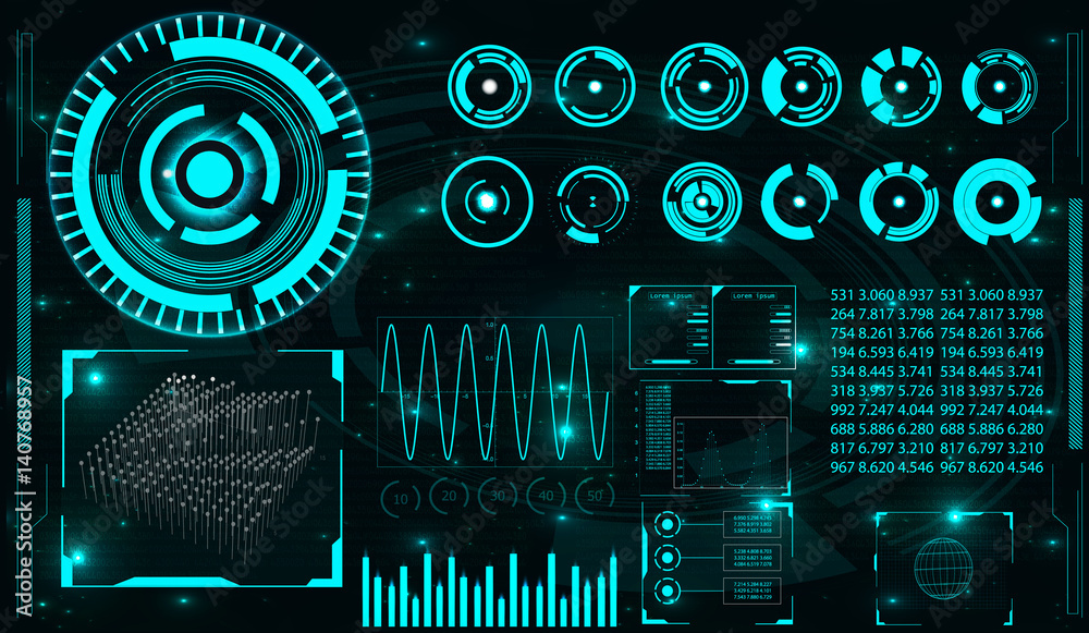 Aufkleber futuristic user interface. element user interface. hud. hi-tech main. blue elements