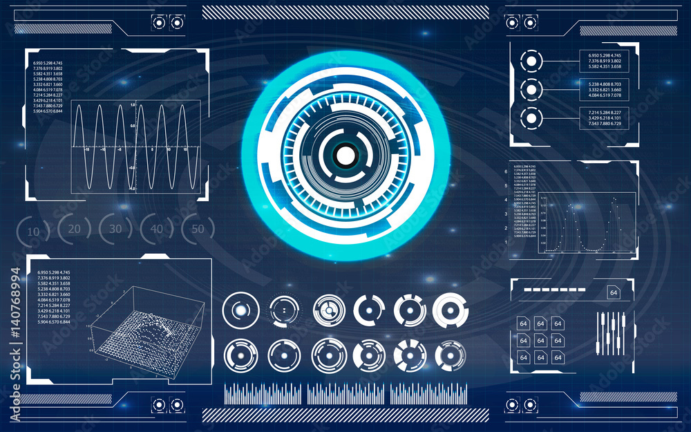 Poster futuristic user interface. element user interface. hud. hi-tech main. blue elements