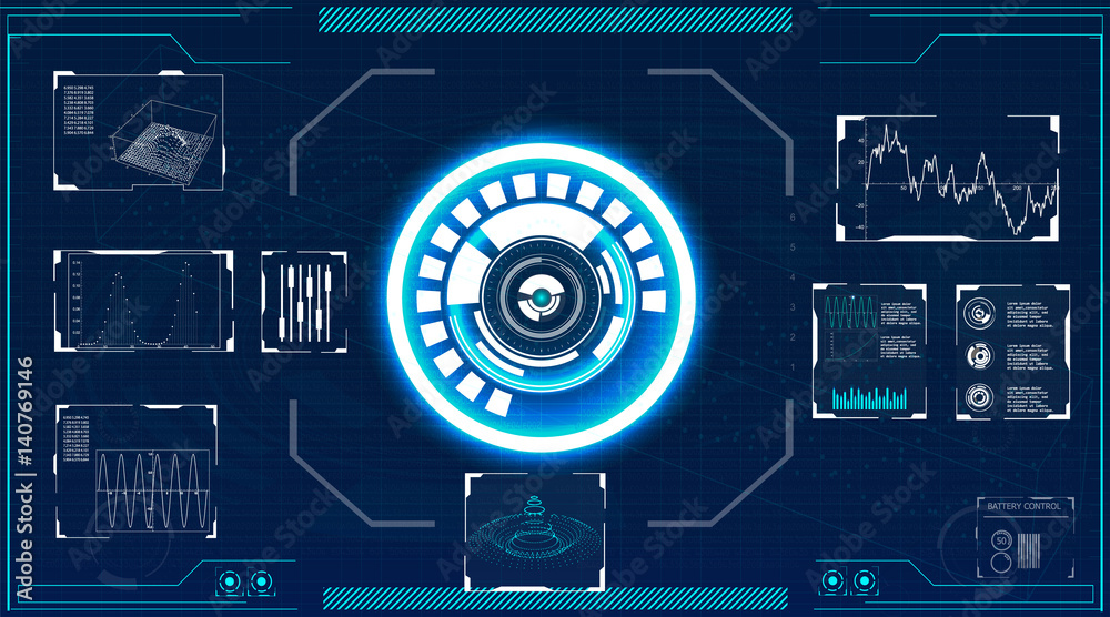 Aufkleber hud ui for business app. futuristic user interface hud and infographic elements. abstract virtual gr