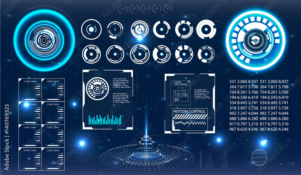 Aufkleber hud ui for business app. futuristic user interface hud and infographic elements. abstract virtual gr