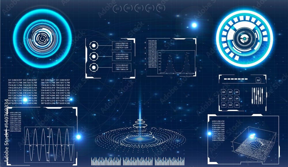 Aufkleber futuristic user interface. element user interface. hud. hi-tech main. blue elements