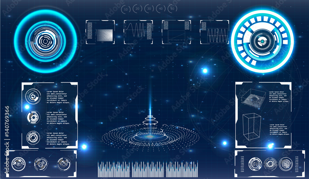 Aufkleber futuristic user interface. element user interface. hud. hi-tech main. blue elements