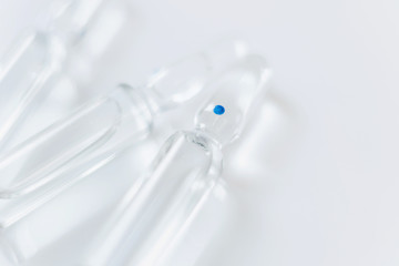 close-up of lying medical ampoule