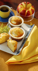 apple muffins with a coffee
