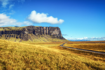 Scenic landscape with the ring road in Iceland