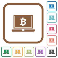 Laptop with Bitcoin sign simple icons