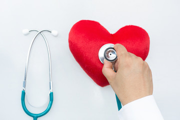 Red heart and a stethoscope