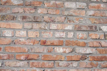 A wall lined with red brick