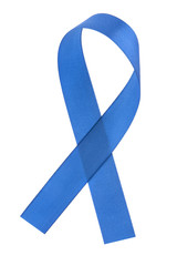 Blue ribbon isolated on white background