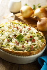 Onion pie with ham