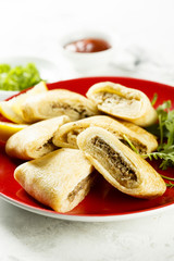 Pancakes, stuffed with meat