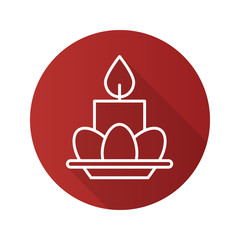 Easter eggs and candle. Flat linear long shadow icon