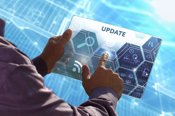  Business, Technology, Internet and network concept . Young business man working on the tablet of...