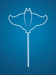 Stingray fish, Batoids fish outline graphic vector.