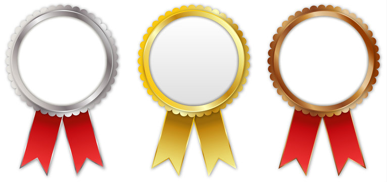 Gold, silver, bronze award banges