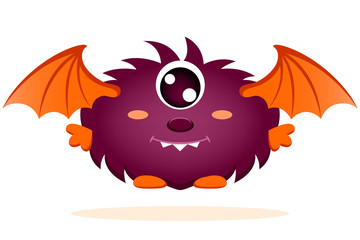 Cute cartoon monster with wings