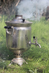Samovar. Tea during a picknic