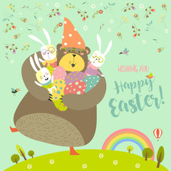 Happy Easter greeting vector illustration