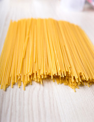 spaghetti pasta in the kitchen on the table