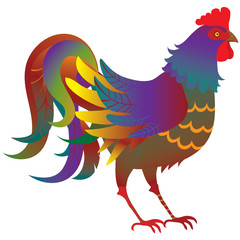 Colorful vector rooster chicken cock cockerel