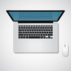 Laptop, Top View. Vector Illustration