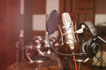 Microphone in a recording studio
