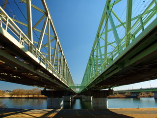 江戸川に架かる常磐線の鉄橋