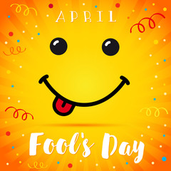 April Fools Day smile card. April Fools Day text and vector illustration of a smiling face. 1 April Fool's Day