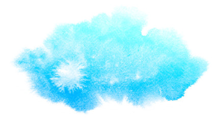 Fototapeta premium Abstract blue watercolor on white background.The color splashing on the paper.It is a hand drawn.