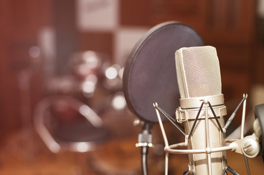 Microphone in a recording studio