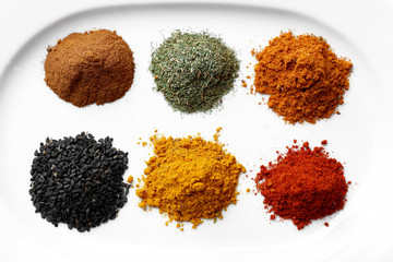 Plate with mix of different spices