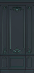 Wall panels in classical style. 3d rendering