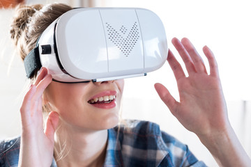 Woman in virtual reality headset