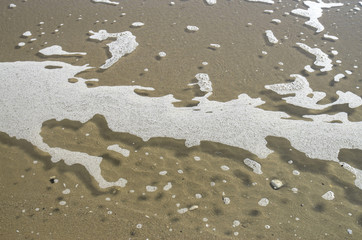 Meerschaum of sea wave  on the beach