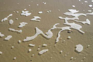 Meerschaum of sea wave  on the beach