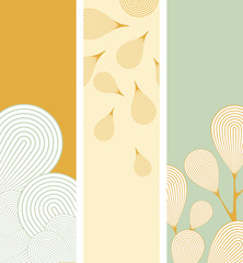 stylized leaves and petals bookmarks in ivory and blue shades