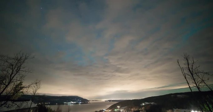 Timelapse of Aurora borealis (northern lights) in south Norway at Strandlykkja, Mjosa lake