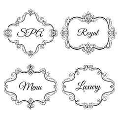 Set collection of ornamental vintage frames with sample text in black color