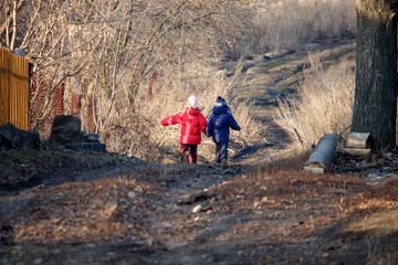 kids hiking