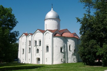 Fototapeta na wymiar The Church of St. John the Baptist on Opoki built in 1127 - 1130's in Veliky Novgorod, Russia
