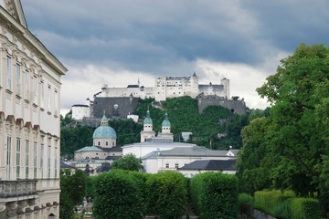 View on St. Peter's Abbey and the Hohensalzburg fortress, Austria