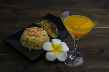 Fried rice and mackerel