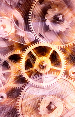 yellow and lilac industrial background with gears