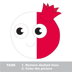 Sweet pomegranate to be colored. Vector trace game.